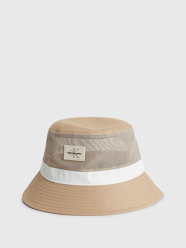 Calvin Klein USA Recycled Drawstring Bucket Mens Cap Khaki 2351694-CD